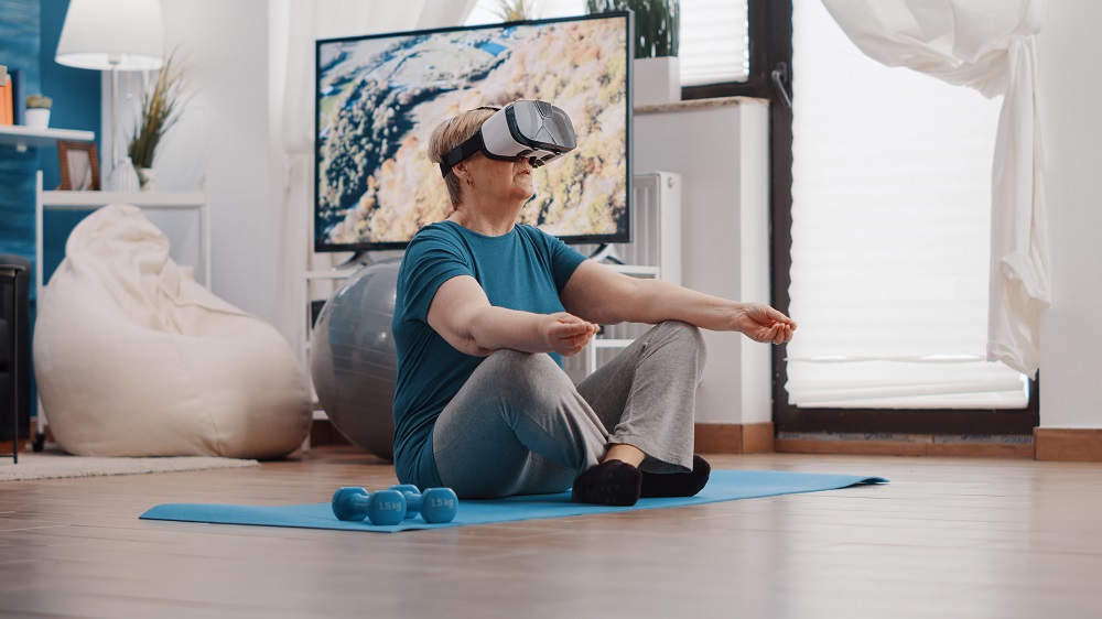 Haciendo yoga con realidad virtual